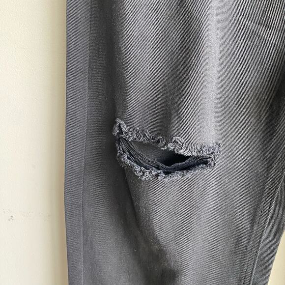 Princess Polly Wide Leg High Rise 100% Cotton Black Jean Distressed 8 - Picture 4 of 11